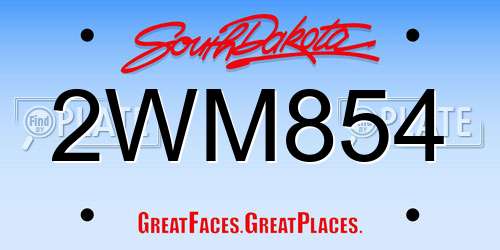 2WM854 South Dakota License Plate