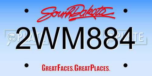 2WM884 South Dakota License Plate