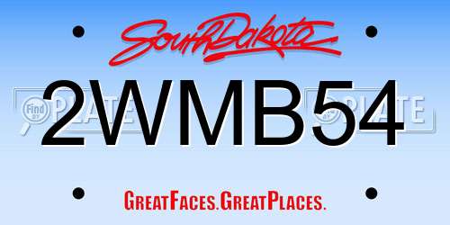 2WMB54 South Dakota License Plate