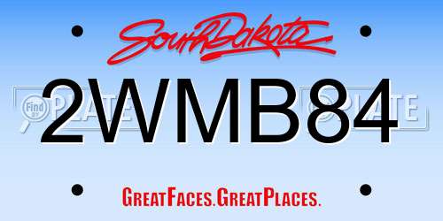 2WMB84 South Dakota License Plate
