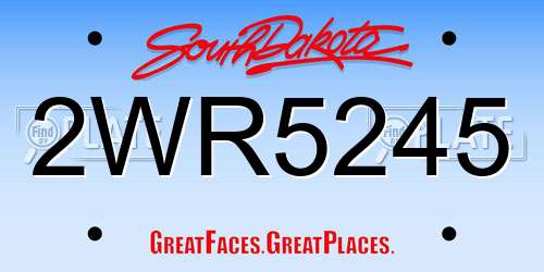 2WR5245 South Dakota License Plate