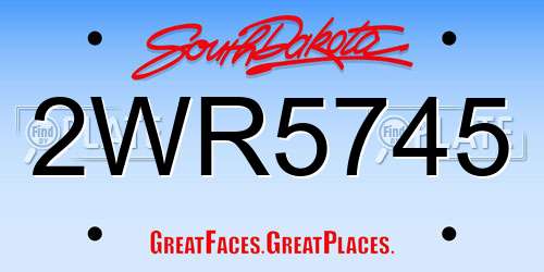 2WR5745 South Dakota License Plate