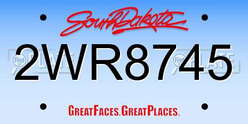 2WR8745 South Dakota License Plate