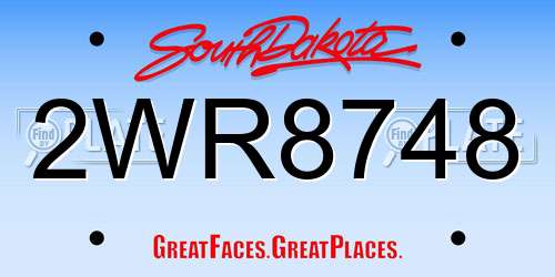 2WR8748 South Dakota License Plate