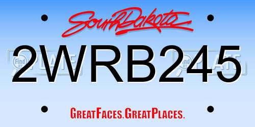 2WRB245 South Dakota License Plate