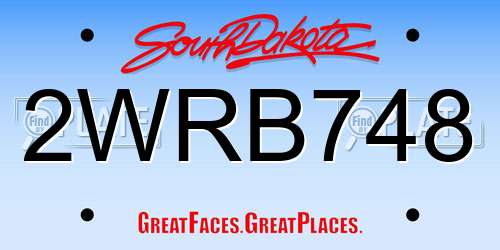 2WRB748 South Dakota License Plate