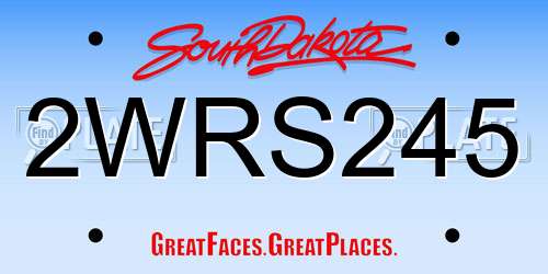 2WRS245 South Dakota License Plate