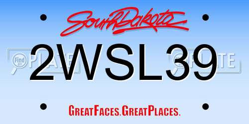2WSL39 South Dakota License Plate