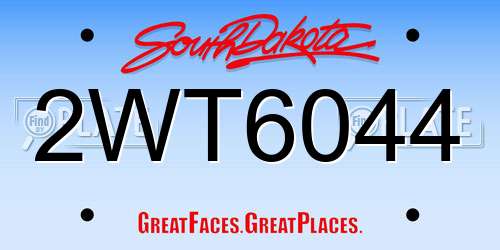 2WT6044 South Dakota License Plate