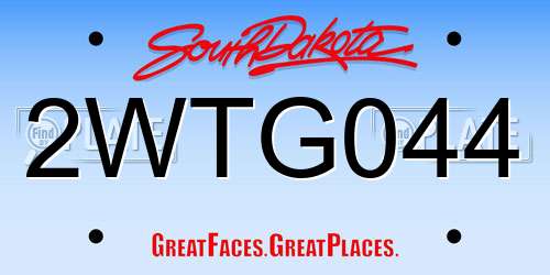 2WTG044 South Dakota License Plate