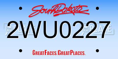 2WU0227 South Dakota License Plate
