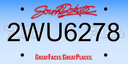 2WU6278 South Dakota License Plate