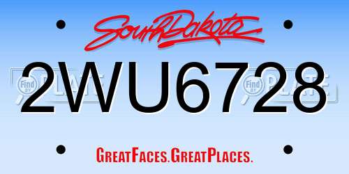 2WU6728 South Dakota License Plate