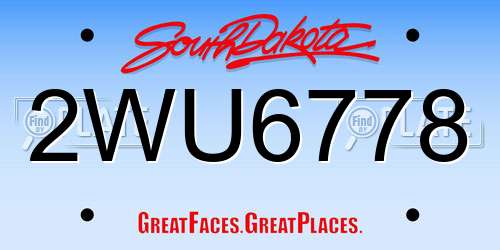 2WU6778 South Dakota License Plate