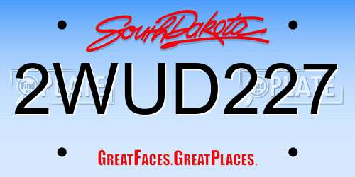 2WUD227 South Dakota License Plate