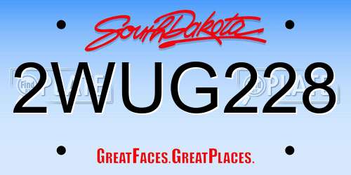 2WUG228 South Dakota License Plate