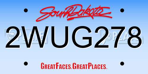 2WUG278 South Dakota License Plate