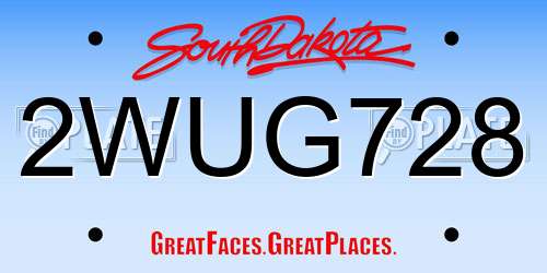 2WUG728 South Dakota License Plate