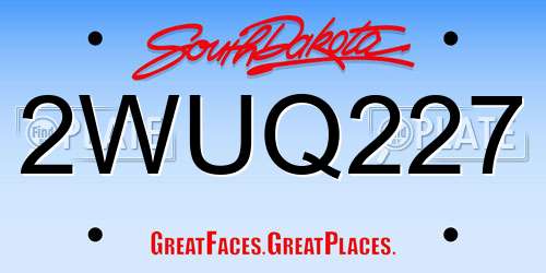 2WUQ227 South Dakota License Plate