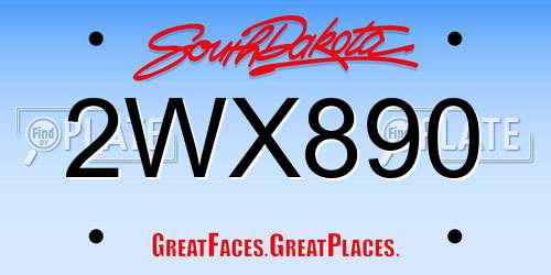 2WX890 South Dakota License Plate