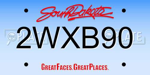 2WXB90 South Dakota License Plate