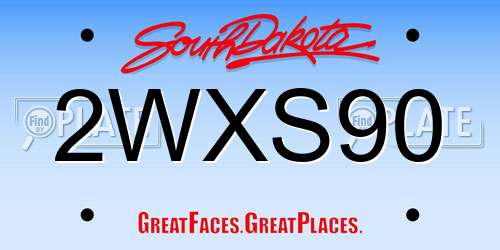 2WXS90 South Dakota License Plate