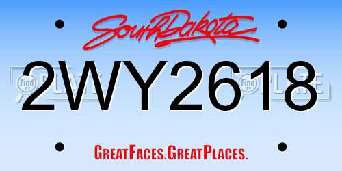 2WY2618 South Dakota License Plate