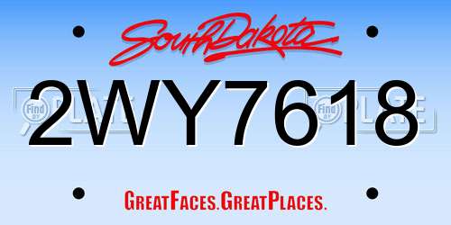 2WY7618 South Dakota License Plate