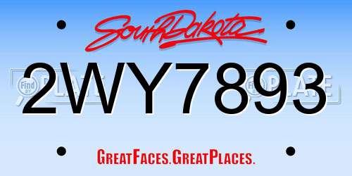 2WY7893 South Dakota License Plate