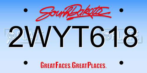 2WYT618 South Dakota License Plate