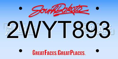 2WYT893 South Dakota License Plate