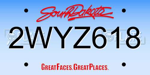 2WYZ618 South Dakota License Plate