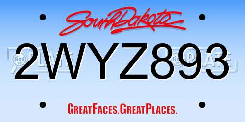 2WYZ893 South Dakota License Plate