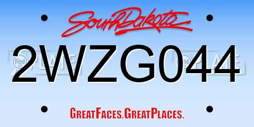 2WZG044 South Dakota License Plate