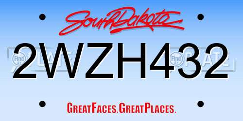 2WZH432 South Dakota License Plate