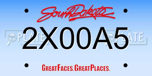 2X00A5 South Dakota License Plate