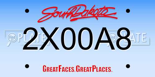 2X00A8 South Dakota License Plate