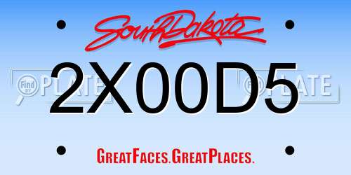 2X00D5 South Dakota License Plate