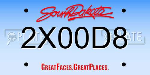 2X00D8 South Dakota License Plate