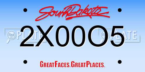 2X00O5 South Dakota License Plate