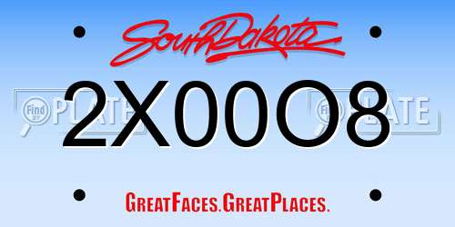 2X00O8 South Dakota License Plate
