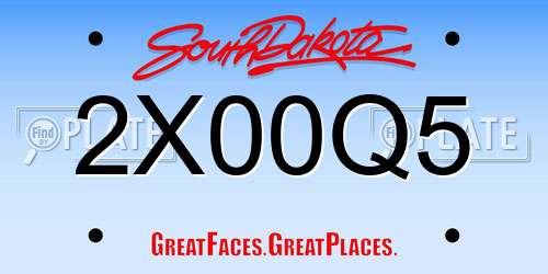 2X00Q5 South Dakota License Plate