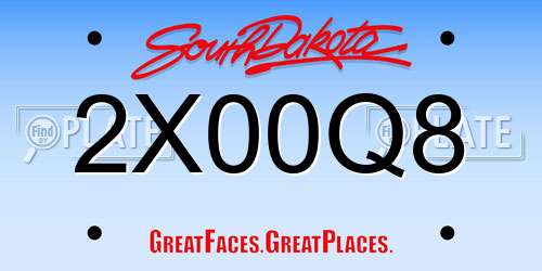 2X00Q8 South Dakota License Plate