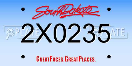 2X0235 South Dakota License Plate