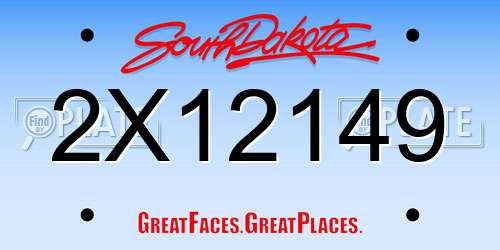 2X12149 South Dakota License Plate
