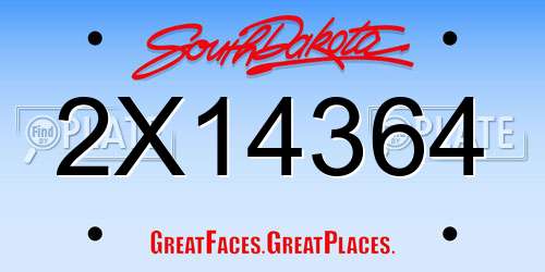 2X14364 South Dakota License Plate
