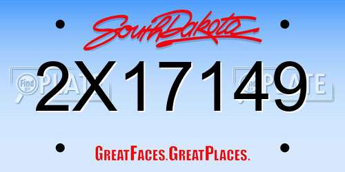 2X17149 South Dakota License Plate