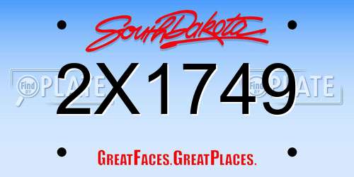 2X1749 South Dakota License Plate