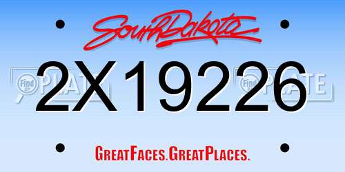 2X19226 South Dakota License Plate