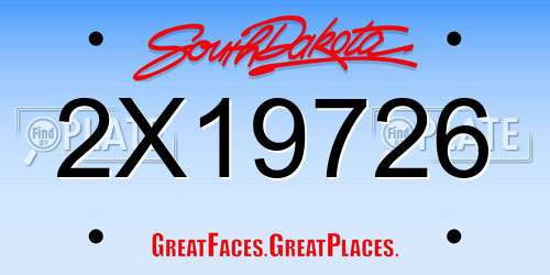 2X19726 South Dakota License Plate